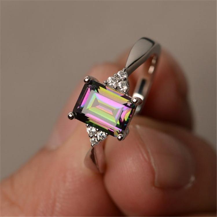 Sophisticated Small Square Ring Unique Personality Metal Inlaid For Women