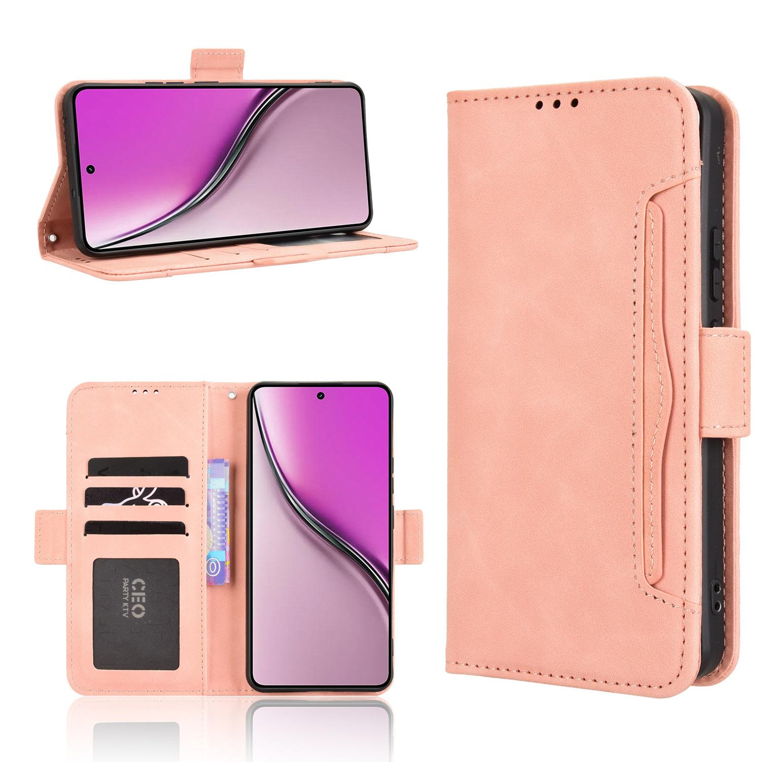

For Realme Neo7x 5G/Realme 14 5G/Realme P3 5G Leather Case Phone Wallet Cover with Multiple Card Slots Pink