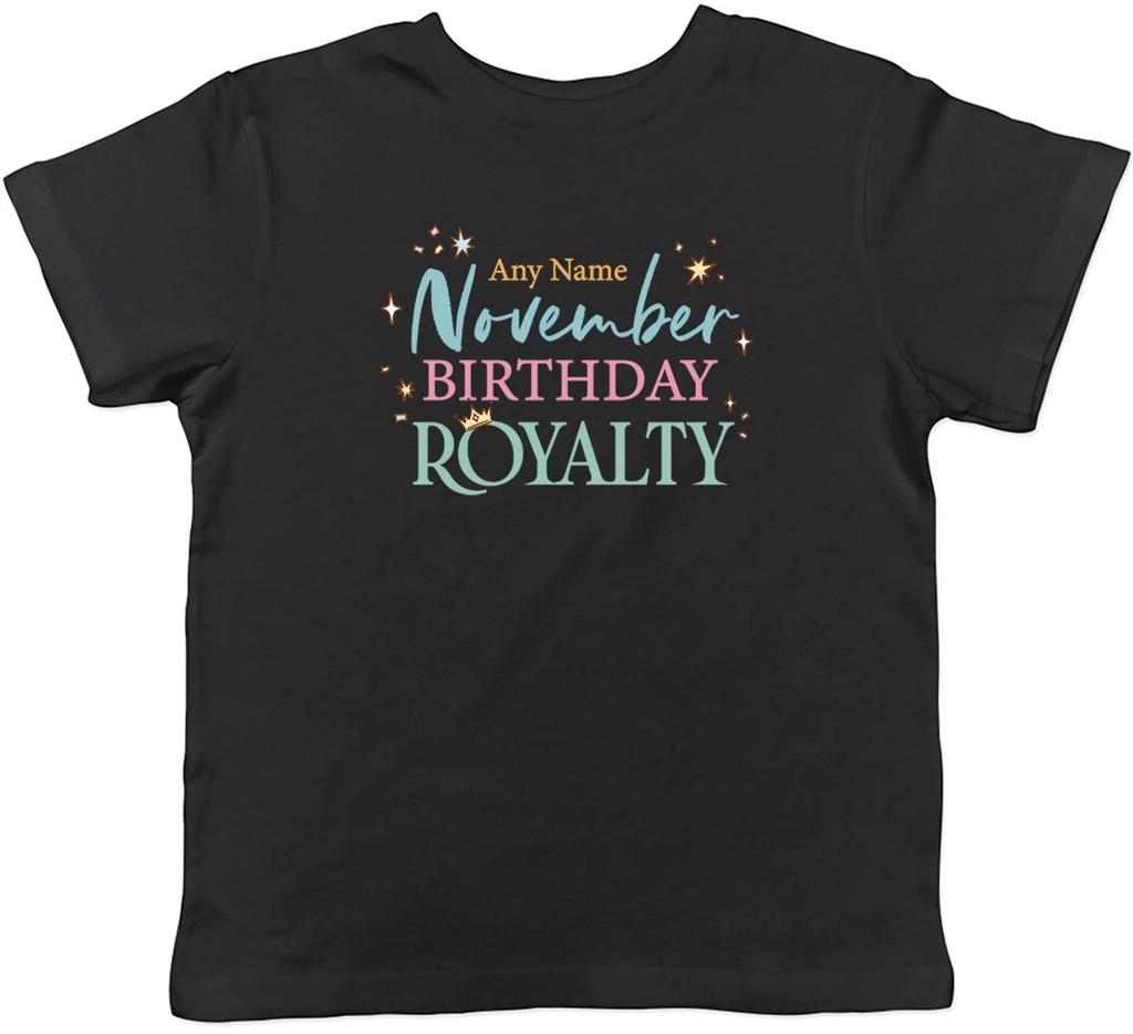 Personalised November Birthday Royalty Kids T-Shirt Boys Girls Gift