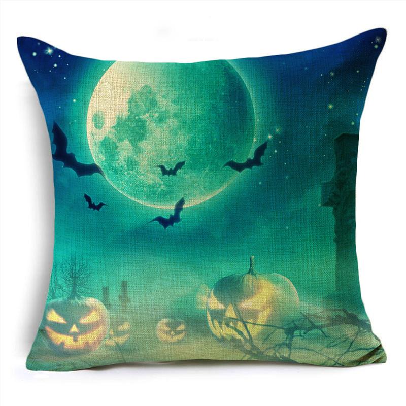 Halloween Pumpkin Lantern Witch Tomb Decoration Pattern Pillow Cover Living Room Dining Room Sofa Cinema Seat Throw Pillow Cover