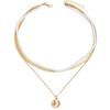 New, Fashionable and Simple Round Brand Pendant Necklace Light Luxury Niche Pearl Neck Chain Multi-layer Stacked Women