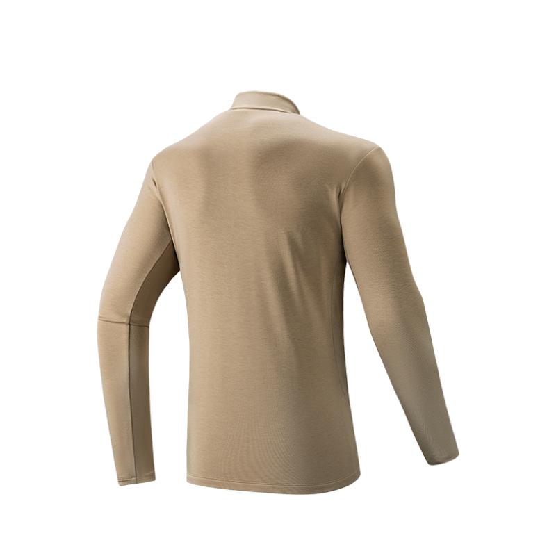 Anta Outdoor Series Letter Stand Collar Soft Versatile Breathable Long Sleeve Knit Shirt Men Tops 152546406N-2