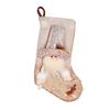 Beige Sequin Christmas Stocking Candy Gift Bag for Christmas Tree Window Hanging Ornament Holiday Decor