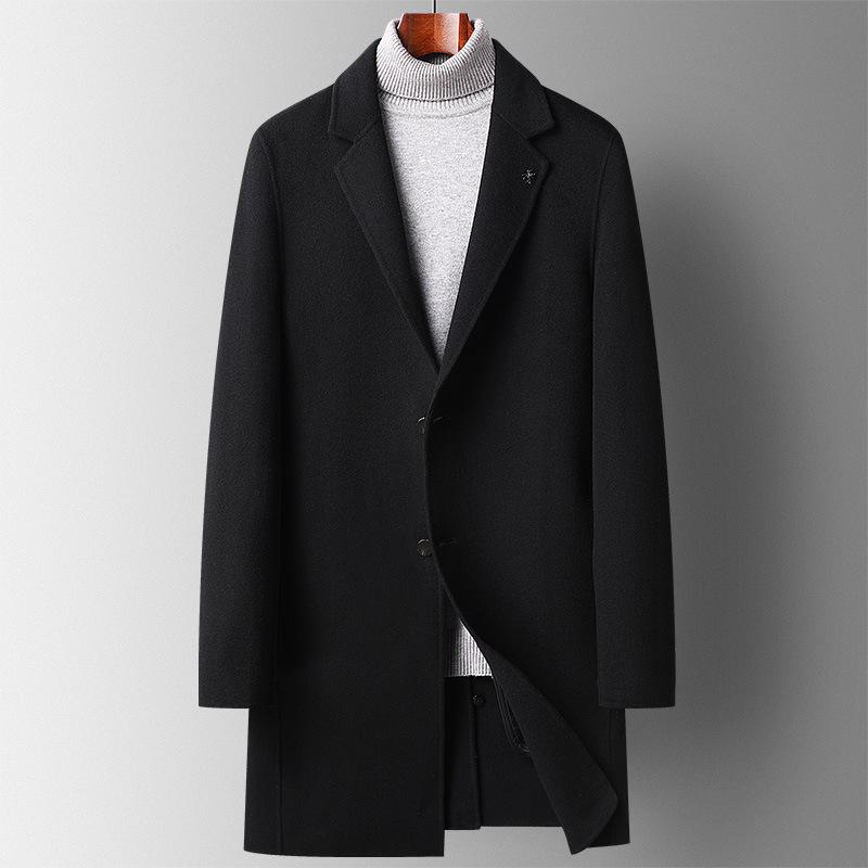 Herbst und Winter Neu Doppelseitiger Wollmantel Herren Slim-fit Mittellang Kaschmir Nizi Mantel Windjacke Trendmantel
