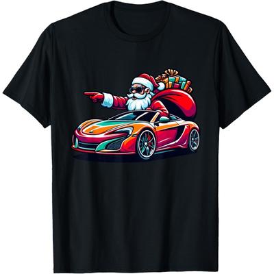 Funny Christmas Santa Claus Driving Sport Car Xmas Pajama T-Shirt