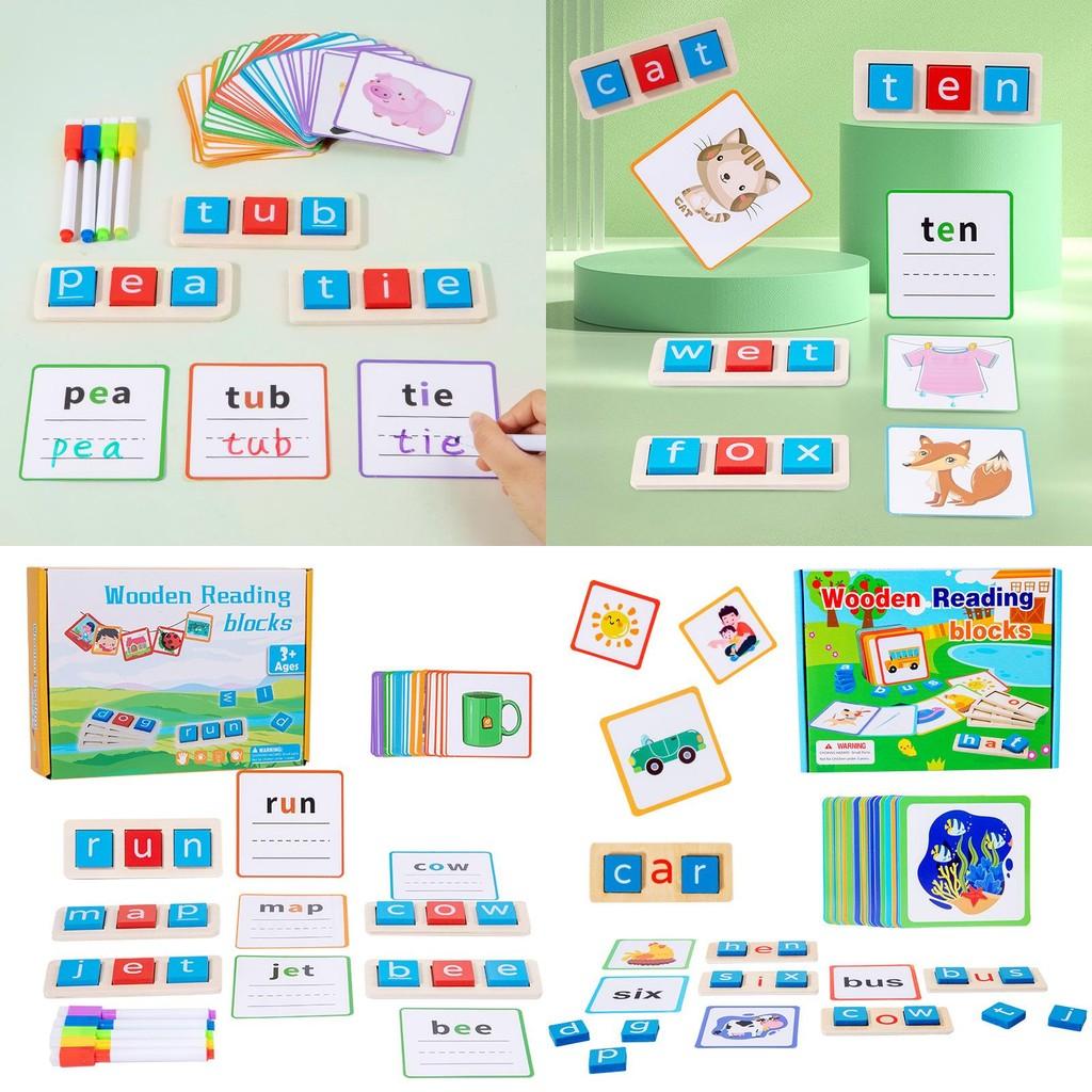 Wooden Alphabet Educational Puzzle Blocks For Kids Word Recognition Building