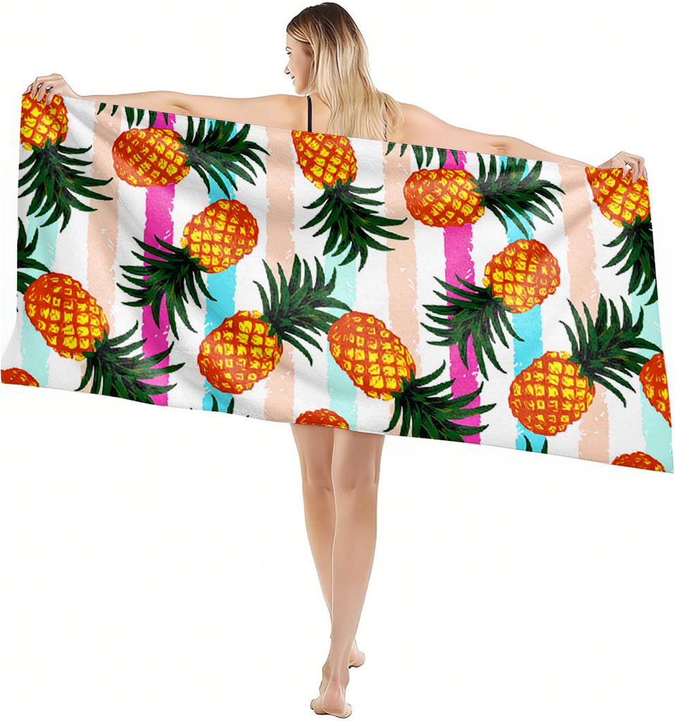 1 Stück Handtuch Tropischer Stil Dekorative Illustration Geschenke für Freunde Schnelltrocknendes Strandtuch Für Yoga Tourismus Strand GYM Camping Schwimmen