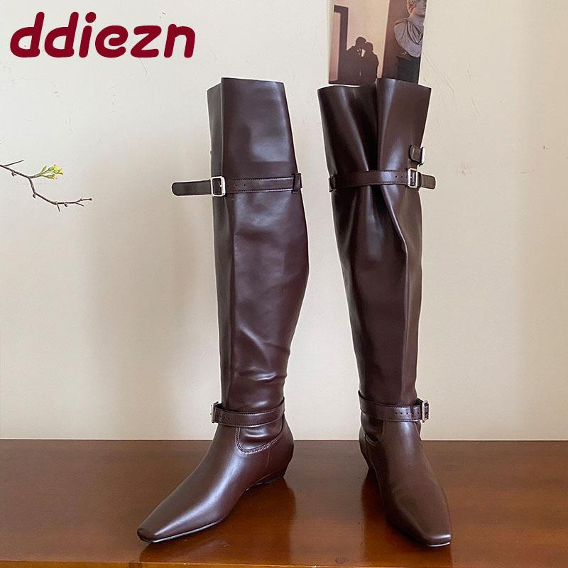 Fashion Fashion Pointed Toe Women Knee High Boots Female Buckle Shoes Party Modern Ladies Long Boots With Height Increasing Shoes