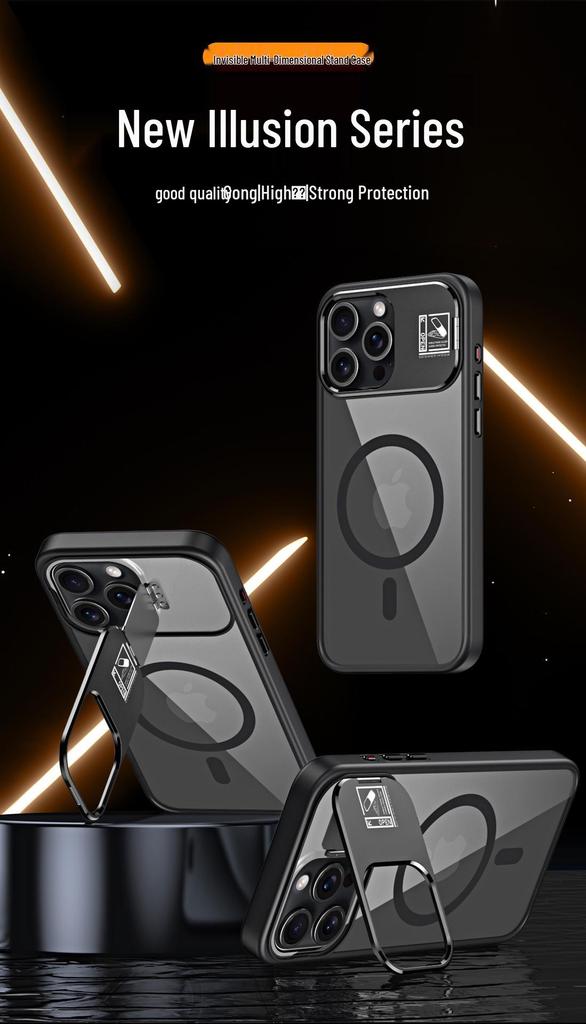 Magnetic Drop-Proof Lens Stand Case for iPhone 17 Pro Max/16 Pro/15