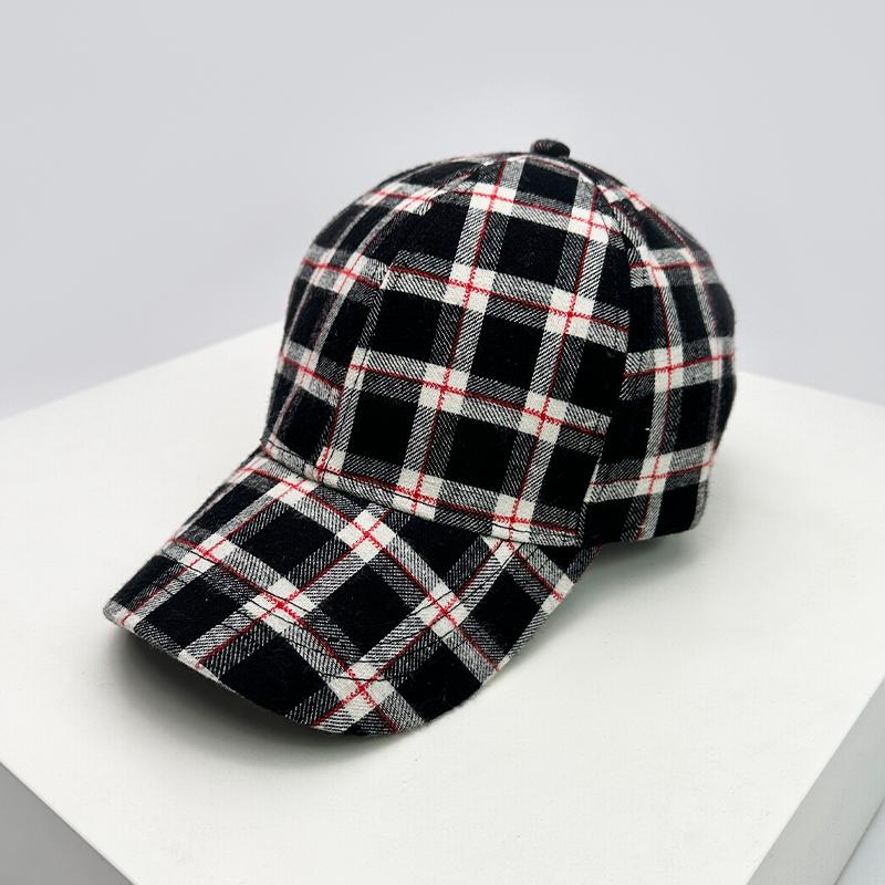 Baseball Color Contrast Blocking Houndstooth Check Women Men Her Him For Fresh Caps Peaked Hats Sunshade Versatile Breathable Outdoor Snapback