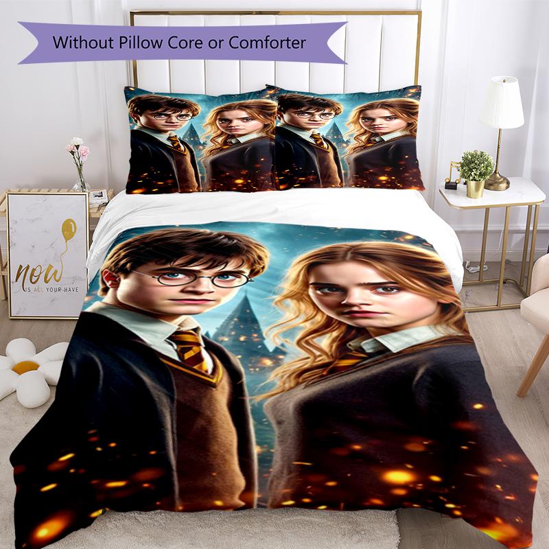 3pcs Harry Potter Bedding Set Duvet Cover Closure Includes 1 Duvet Cover & 2 Pillowcases, Soft and Comfortable for All Seasons.
