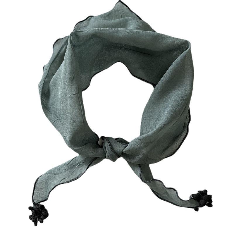 Solid Color Triangular Scarf Sweet Japanese and Korean Style Pendant Scarf Women's Thin Scarf Headscarf