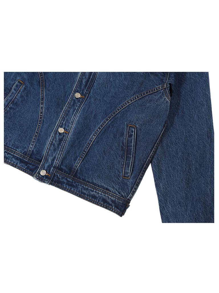Gubin Washed Line Denim Trucker Jacket