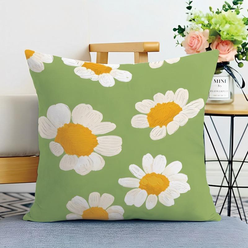 Small Fresh Flower Print Decorative Pillowcase Bedroom Living Room Square Cushion Pillowcase