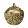 Brass Tea Canister with Dragon Motif Heavy-Duty Lid