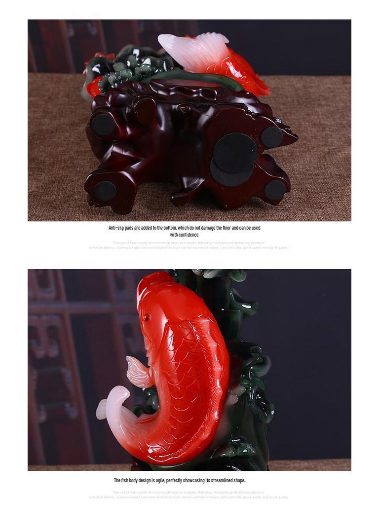 Yearly Abundance Koi Fish Ornament: Chinese Style Auspicious Home Decor for Living Room