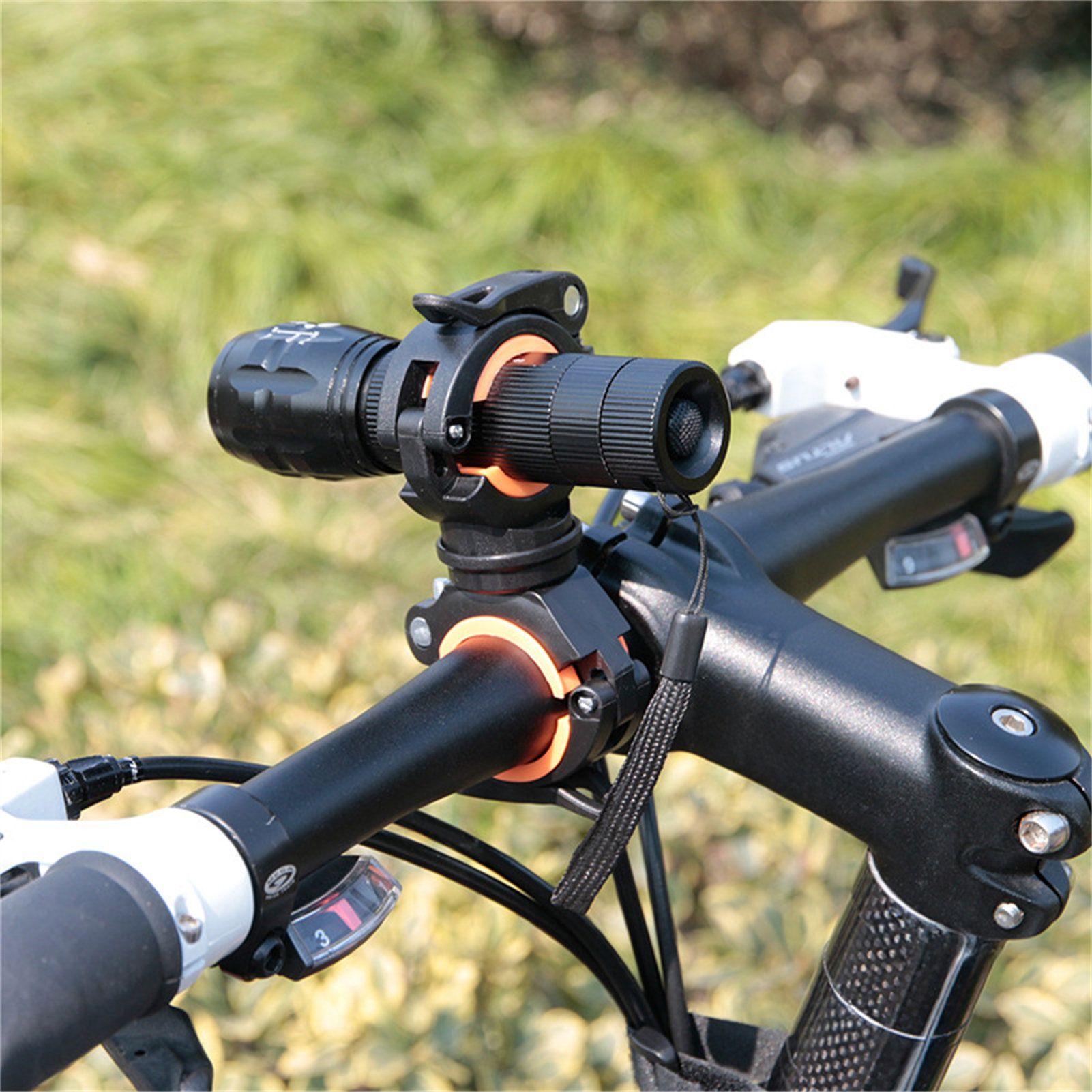 Bike Front Light Mount Double Quick Release 360 Degree Rotation Road Bike Flashlight Holder Double buckle light stand_Blac