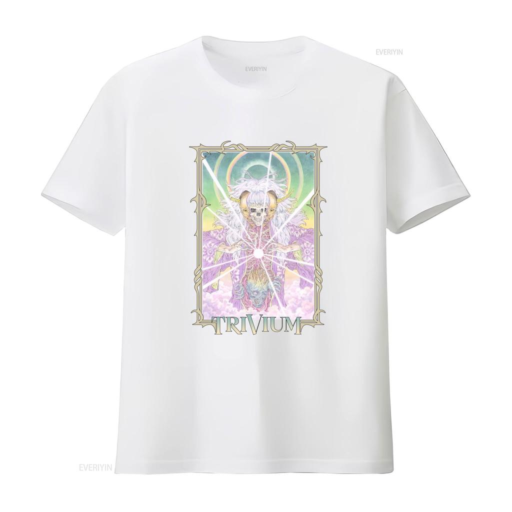 Gothic Dark Fantasy Trivium Skull Demon Psychedelic Tarot Print Casual Rock T Shirt Vintage Top For Everyday Wear