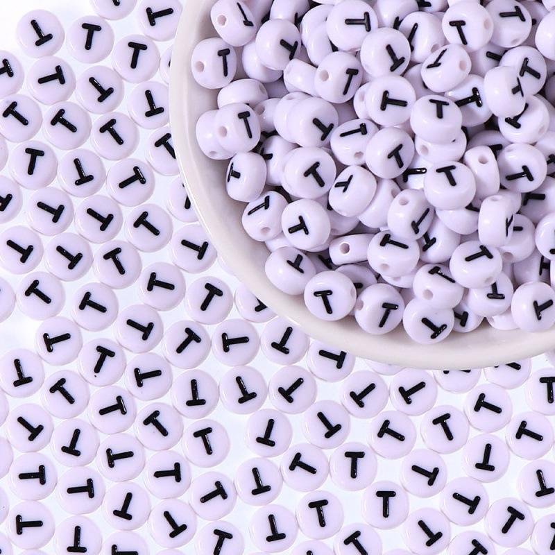 100/Bag Diy Black And White English Acrylic Letter Beads Handmade Bracelets Necklaces Beaded Accessories
