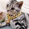 Pet Chain Collars Dog Cat Collar Gold Cuban Link Dog Collar Plastic Gold Dog Chain with  Bell for Puppy Small Medium Large Dogs