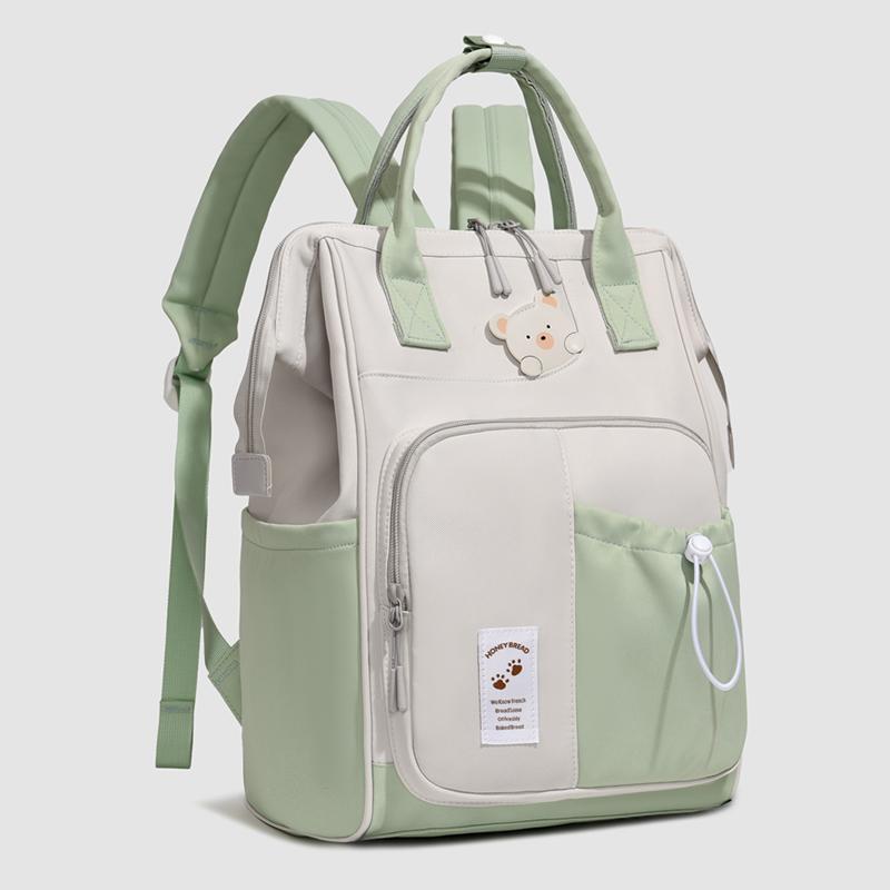 Zaino in Nylon Orsetto Carino per Donna Grande Capacità Multitasche Scuola Viaggio Daypack Leggero