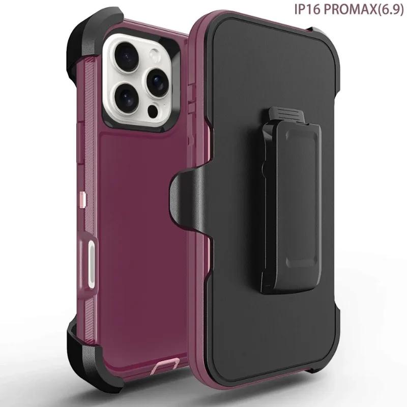 3IN1 Defender Militär-Panzerhülle für IPhone 17 Pro Max Air 16E 15 14 Plus 13 12 11 Ott Box Stoßfest Sturzsichere Abdeckung Gürtelclip