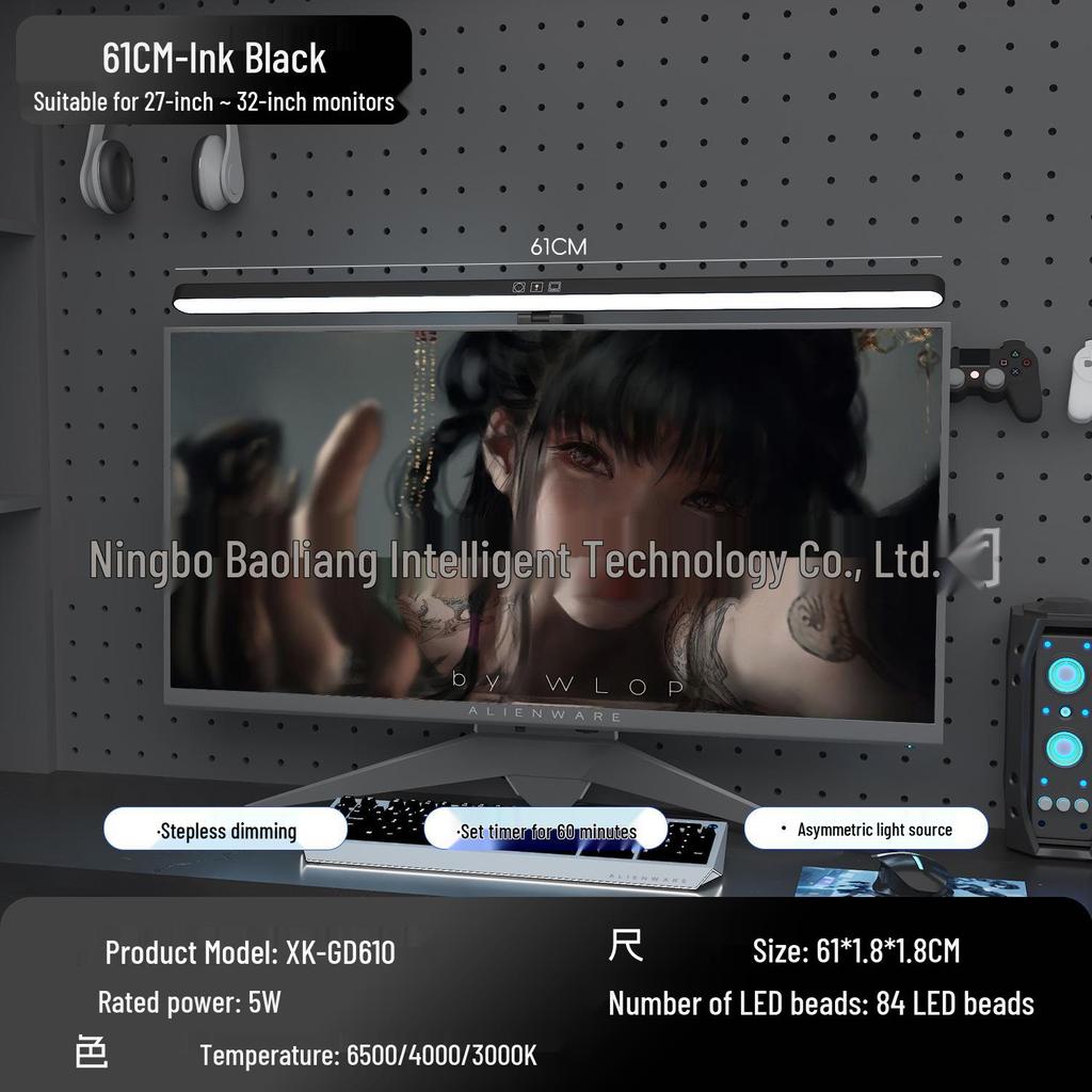 Große gebogene LED-Schreibtischlampe mit farbiger Ambientebeleuchtung - Perfekt für Computermonitore