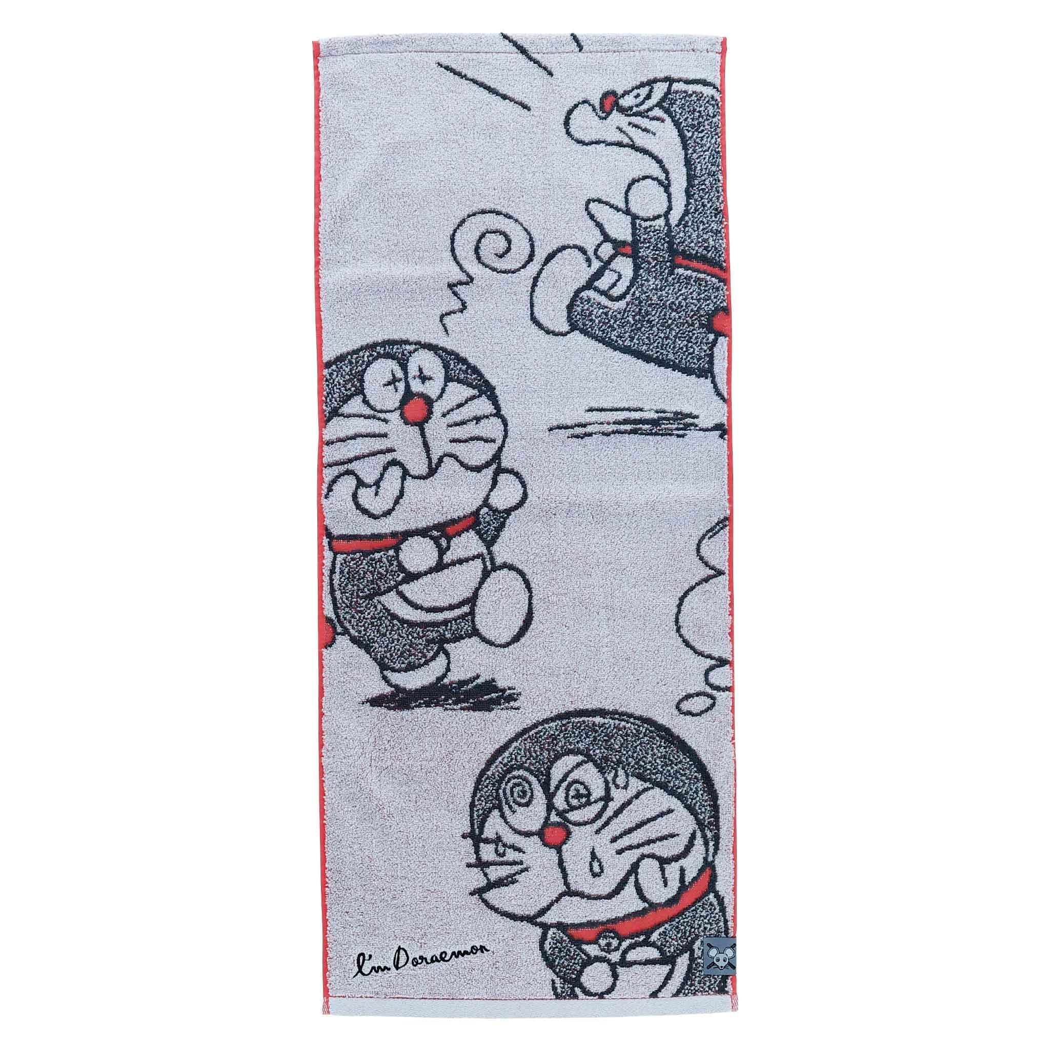 Marushin Doraemon Face Mouse Organic Antibacterial and 2805025000 Towel, Gray, Cotton, Deodorizing, No-Twist Yarn,