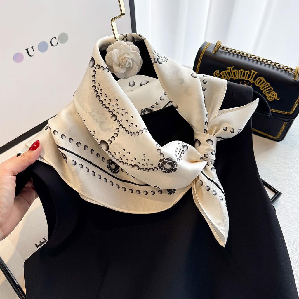 100% Pure Silk Scarf Women Neck Hair Pashmina Kerchief Foulard Female Bandana Scarves Hijab Shawl Wraps Square Headkerchief 65cm