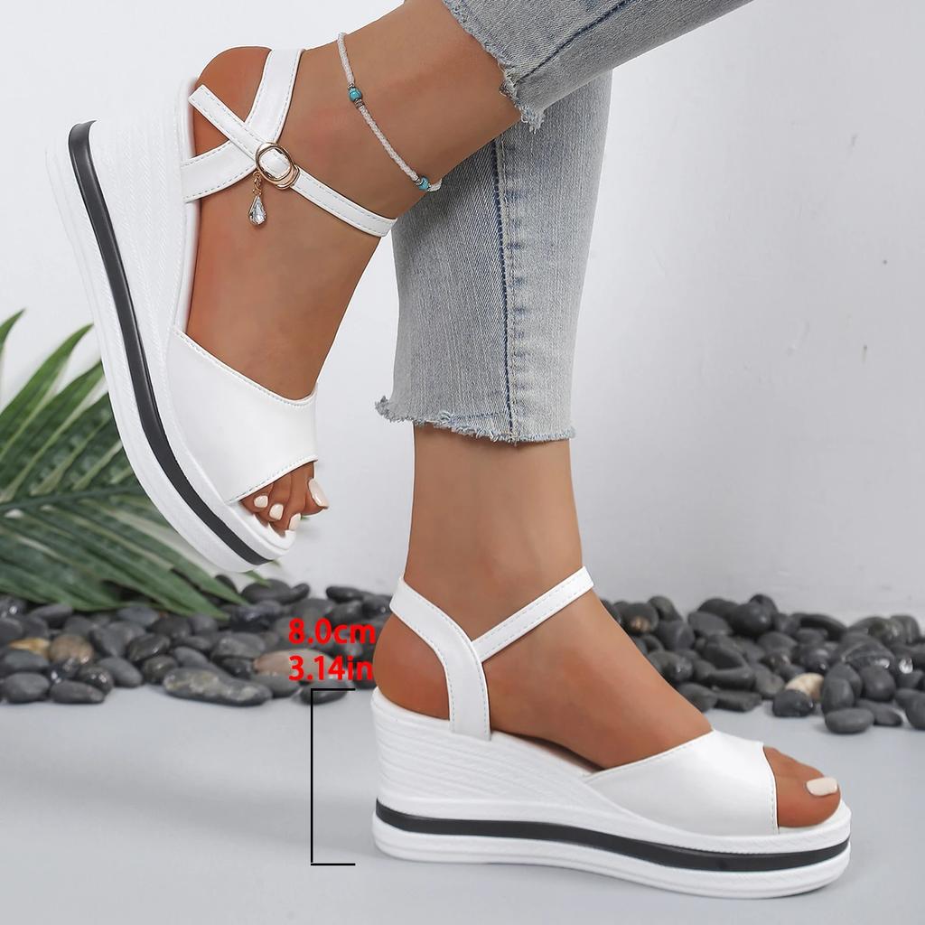 Fashion 2025 Fashion High Heel Sandals Girls Summer New Platform Open Toe Wedges Heel White Sandals Hot Wedges Light Shoes for Ladies
