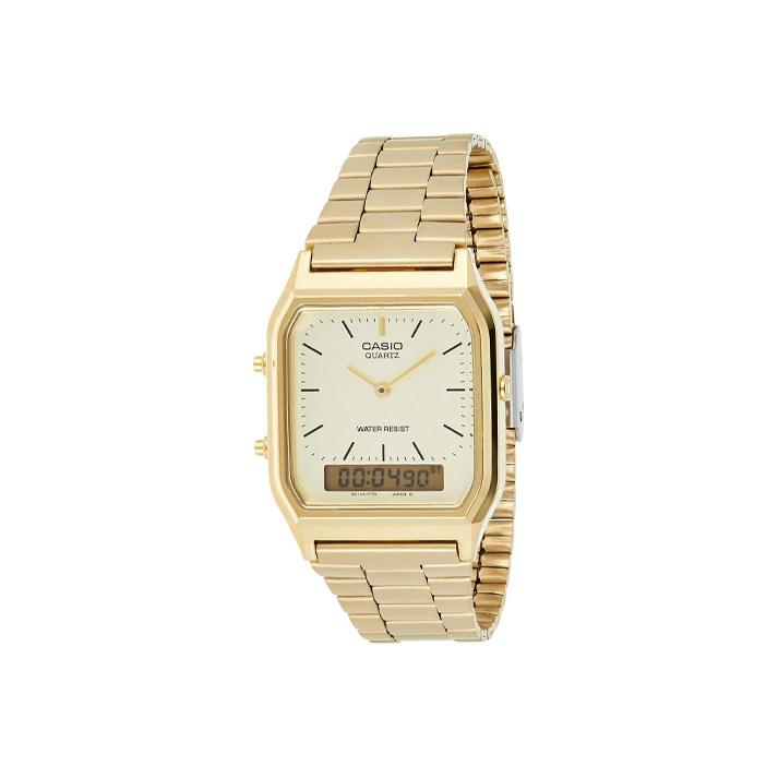 CASIO Men YOUTH White Watch AQ-230GA-9DMQYES Gold Strap