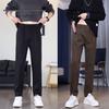 Men's Micro-Tapered Wool Suit Pants: Elastic Waist, Straight Leg, Wrinkle-Resistant, Slimming, Warm, Casual Trousers for Autumn & Winter.