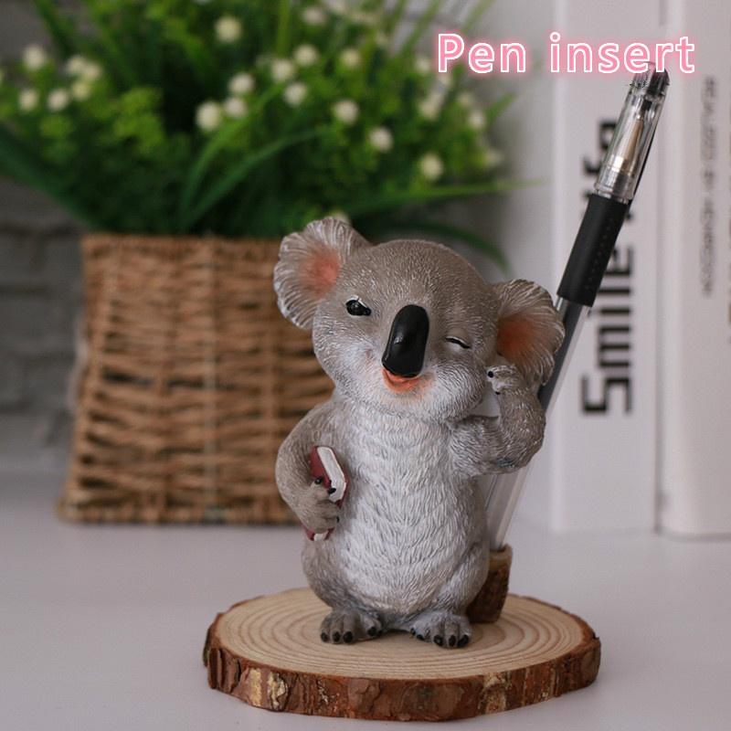 New Koala Spectacle Pen Holder Seeds Melon Fruit Plate Pot Keychain Resin Craft Animal Girl Gift