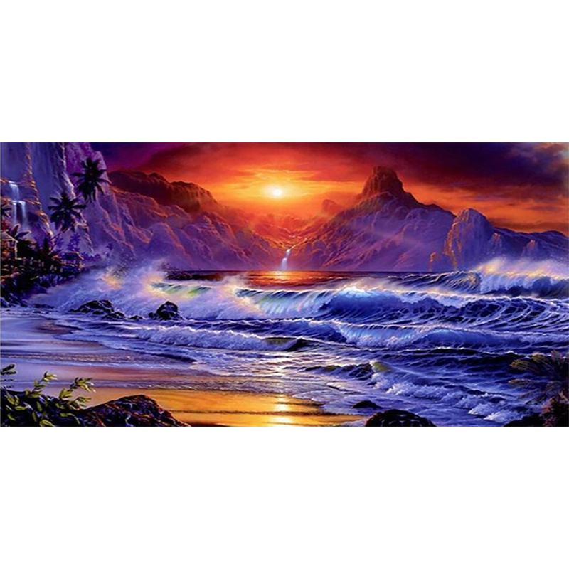 

Восход Приморский Пейзаж Diy 5D Комплект Алмазной Живописи Полный Дрель Алмазная Вышивка Настенная Живопись Декор Гостиной для Дома 30x60CM