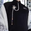 Dámská Brož Hanfu s Imitací Perel Módní Šperky Dlouhý Visící Třásně Cheongsam Doplňky Slitina Cheongsam Lisovaný Límec