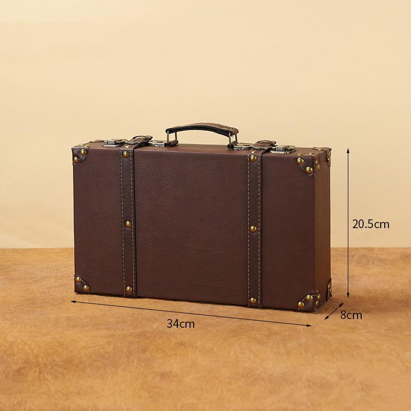 

Винтажный коричневый деревянный сундук для хранения, компактный декоративный чемоданчик, антикварный декор для вечеринок, коллекционное решение для домашнего хранения