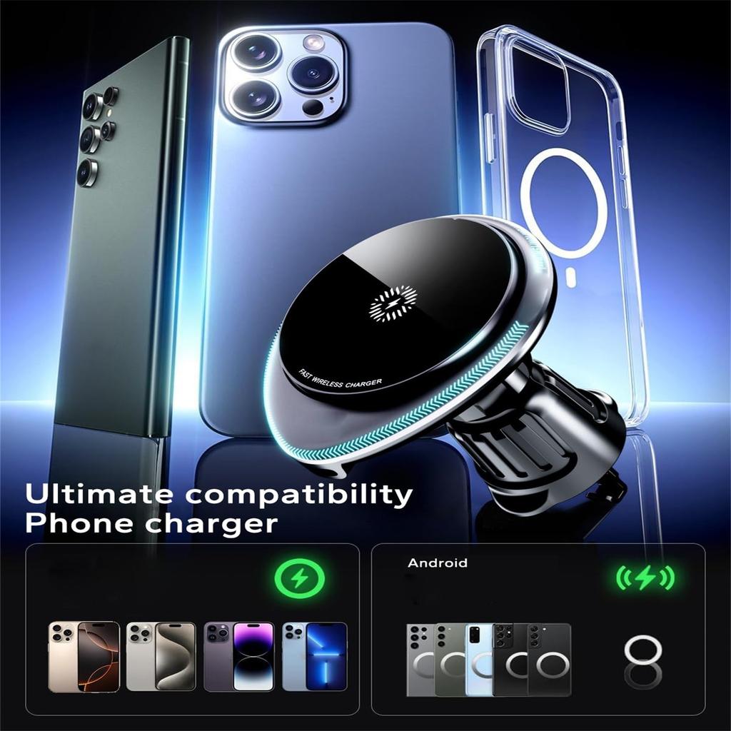 Car Phone Holder Charger Vent/Dashboard Car Mount With Magnetic Charging