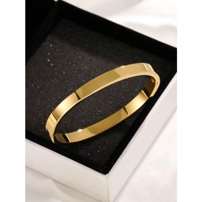 Couple's Titanium Steel Mirror Finish Minimalist Bangle