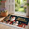 1pc 2D FLAT Fleece Santa Claus Snowman Christmas Tree Printed Door Mat, Soft Comfortable Non-Slip Carpet, Machine Washable And Fade-Proof, Suitable Fo