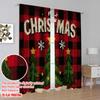 2pcs,2D Plane Printing Pattern Curtains Winter Christmas Tree1 Versatile 100% Polyester (without Rod) Outdoor Decorations
