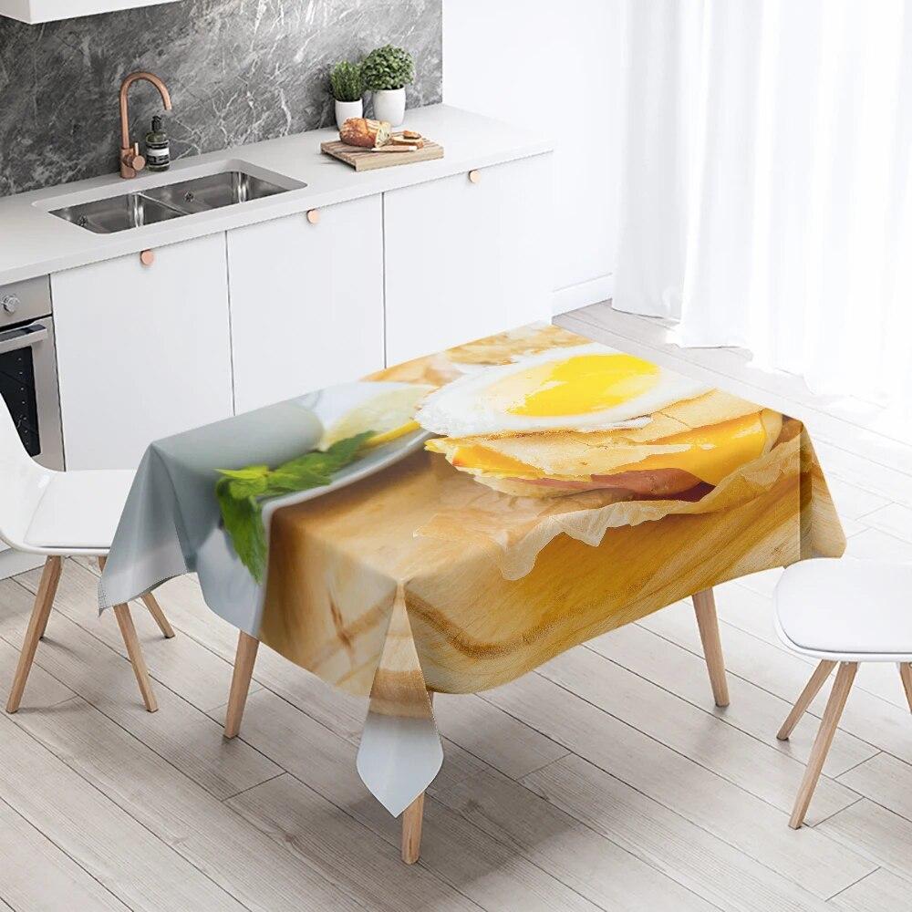 Bedruckte Tischdecke mit Gourmet-Kuchen, für Restaurant, Küche, Tischdekoration, schmutzabweisend, wasserdicht, rechteckig, Heimdekoration