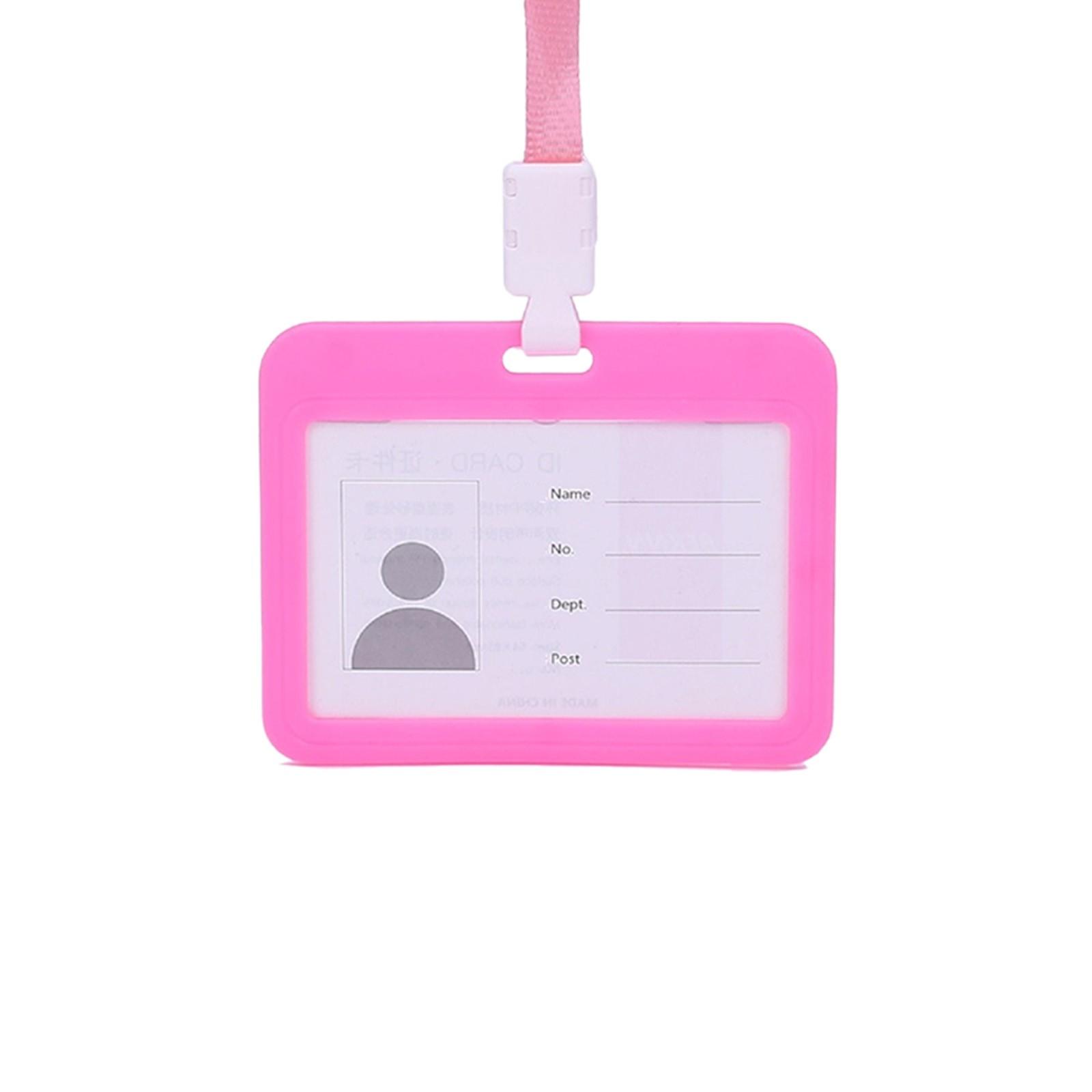 

With Lanyard Multipurpose Office Card Sleeve Badge Holders Cover ID Card Holder Card Protector рожевий