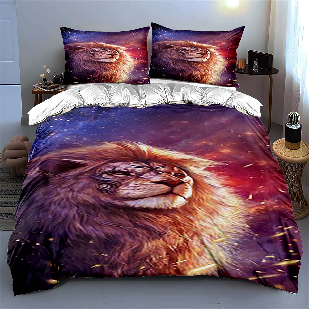Lion Cosmic Artwork Bedding Duvet Cover Sets Duvet Covers Pillowcases Gifts (1 * Duvet Cover 2 * Pillowcases, Without Duvet Insert)