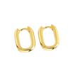 Sterling Geometric Oval Hoop Earrings Women Gold Plated Minimalist Chic Studs Fashion Accessory