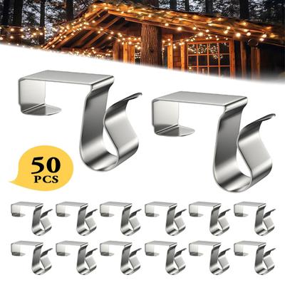 50 Pcs Gutter Clip-on Light Hooks Lights Hanger Gutter Clips Roof Hooks Christmas Light Hooks for Gutter Garden Seasonal Lighting Festive Decor