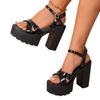 Sandals women's 2025 summer new fashion new high-heeled thick high-heeled fish mouth one-word buckle sandals women