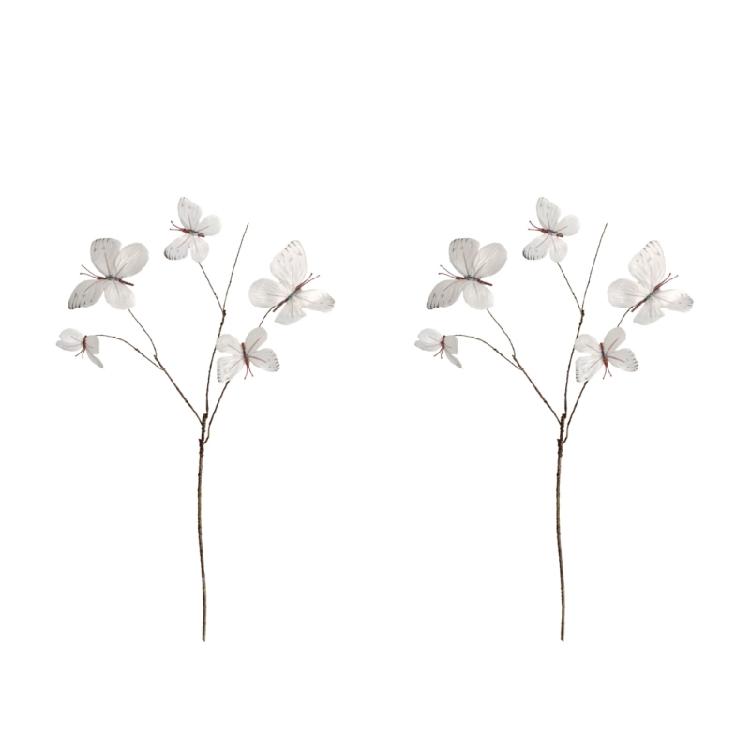 2pcs Faux Dried Branch Decoration Silk Butterfly Blooms Indoor Party Supplies Flower Displays Set Safe to Child