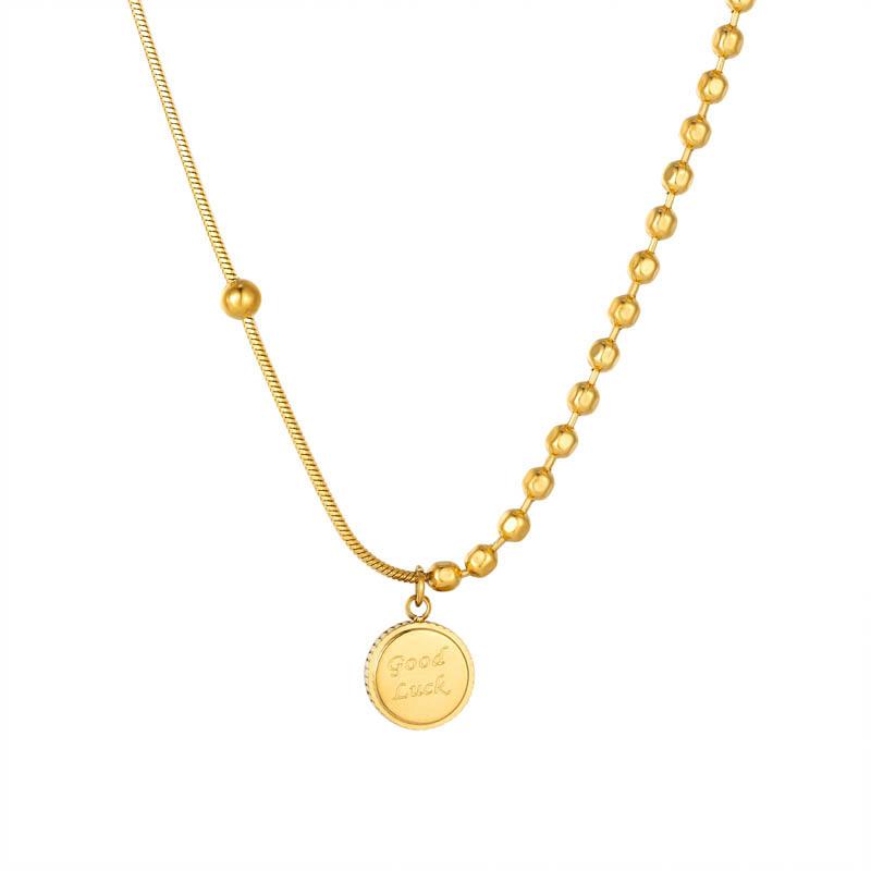 

Простое круглое ожерелье с подвеской GOODLUCK бренда, цепочка из змеиной кости, женские аксессуары с буквами-нишами