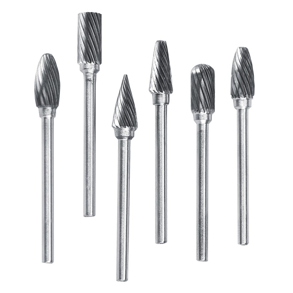 10pcs Tungsten Carbide Steel   Files Burr Set 3mm Shank 6mm Cutting Diameter Double Cut