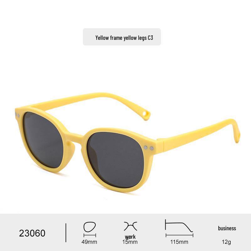 Cute Polarized Sunglasses for Kids, Soft Silicone Frame with Rice Nail Design, Sun Protection for Boys & Girls.